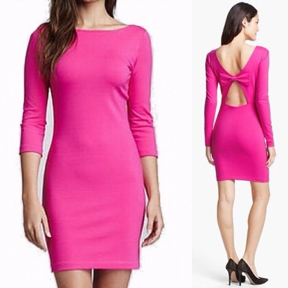 Amanda Uprichard Cutout Back Ponte Hot Pink Sheath Dress Medium